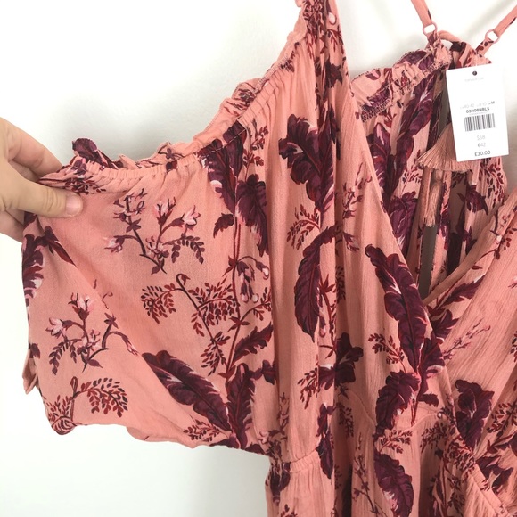 Topshop cold shoulder floral Romper pink medium - Picture 6 of 10